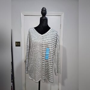 Heather Gray Striped Women's Top